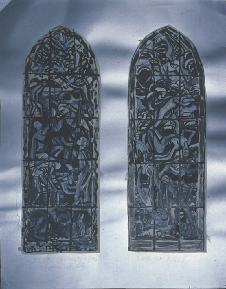 Cathédrale de Lausanne, deux études: à gauche Le Fils de l’Homme n’a pas où reposer sa tête, à droite, Caïn et Abel