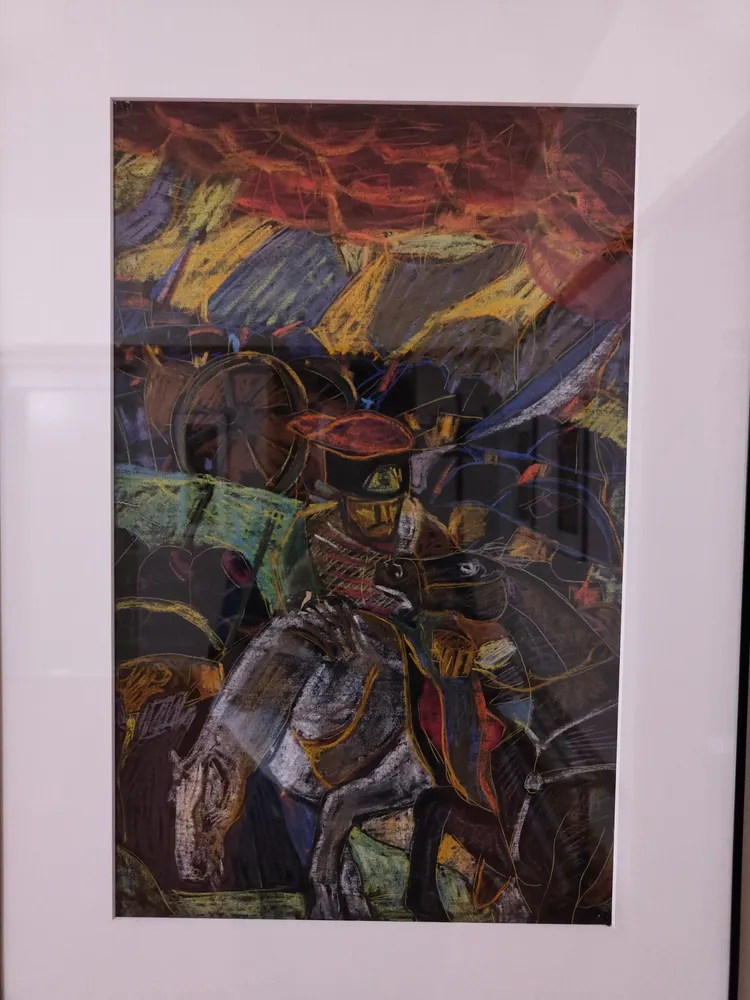 Soldat napoléonien et deux chevaux